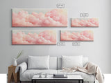 Dreamy Pink Clouds Canvas Print, Light Pink Wall Art, Minimalist Sky Art, Bedroom Decor, Soft Pastel Landscape Art, Horizontal Wall Art