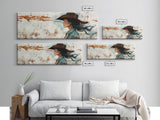 Blue Cowgirl Canvas Print Rustic Western Painting Farmhouse Art Wabi Sabi Artwork Guest Room Decor Extra Wide Wall Art