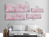 Delicate Snowflake Art Framed Canvas Print Light Pink Wall Art Minimalist Winter Décor Bedroom Living Room Artwork Horizontal Gift