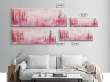Framed Canvas Print of Enchanting Forest at Dusk Painting with Moody Pink Hues Ideal as Living Room or Guest Room Horizontal Wall Art