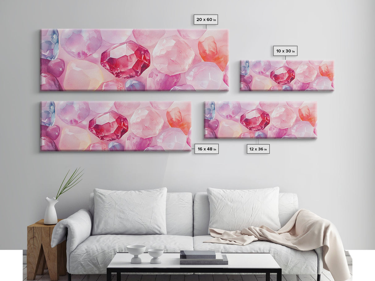 Gemstone Art Canvas Print, Pink Wall Art for Dorm, Light Pink Abstract Art, Whimsical Home Decor, Bedroom or Living Room Gift Idea