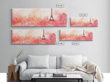 Eiffel Tower Blush Sky Canvas Print, Paris Landscape Art, Light Pink Wall Art, Romantic Artwork, Gift Idea For Her, Extra Wide Art