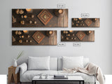 Wabi Sabi Framed Canvas Print Wooden Geometric Art Sacred Geometry Modern Rustic Decor Living Room Unique Gift Idea