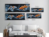 Dual Koi Serenity Canvas Print, Zen Wall Art, Coastal Wall Art, Rustic Decor, Teal Wall Art, Nautical Painting, Above Sofa Art