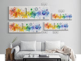 Vibrant Canvas Print of Colorful Science Art with Abstract Chemistry Diagrams, Therapy Art, Brain Art, Guest Room Art, Extra Wide Art