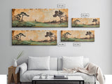 Japanese-Inspired Golf Scene Framed Canvas Print – Rustic Decor, Golf Art, Panoramic Art, Horizontal Wall Art, Gift Idea For Him