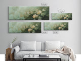 Soft Pastel Roses Framed Canvas Print – Rose Painting, Light Pink Wall Art, Rustic Wall Art, Minimalist Art, Guest Room Art
