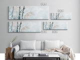Birch Tree Art Framed Canvas Print, Neutral Landscape Painting Autumn Decor, Rustic Minimalist Wall Art Gift Idea Above Bed Design