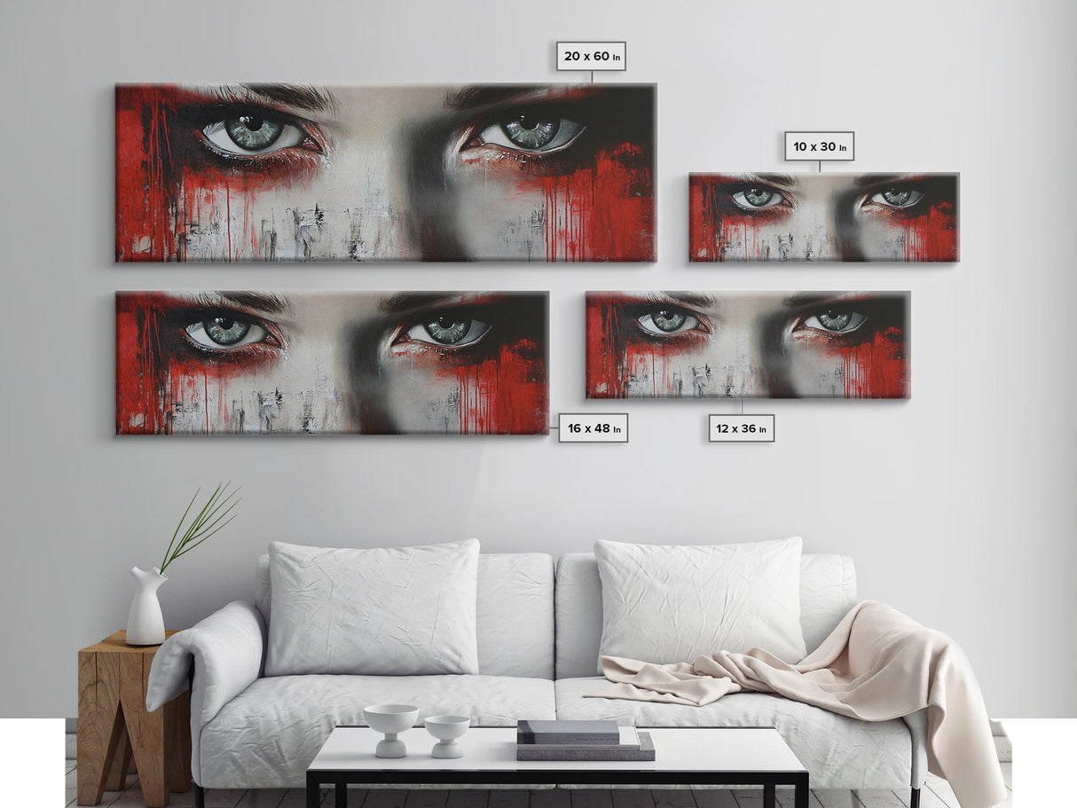 Moody Abstract Canvas Print Framed, Dark Romance Painting Wall Art, Unique Portrait Artwork Gift Idea Modern Home Decor Accent
