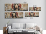 Radiant Goddess Framed Canvas Print Art Nouveau Style Japanese-Inspired Goddess Art Print Bedroom Wall Decoration