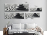 Coastal Harmony Framed Canvas Print Tranquil Pebbles Zen Reflection Nautical Decor Above Couch Living Room Wall Art