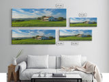 Scenic Green Rolling Hills Framed Canvas Print - Rustic Landscape Art, Farmhouse Living Room Decor, Extra Wide Art Above Sofa, Gift Idea