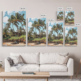 Tropical Beach House Canvas Print – Hawaii Art Coastal Landscape, Rustic Nautical Decor, Seaside Living Room Framed Wall Art