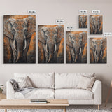 Indian Elephant Art Framed Canvas Print – Kerala Mural Painting, Sacred Geometry Decor, Ganesh Wall Art, Rustic Boho Living Room Art