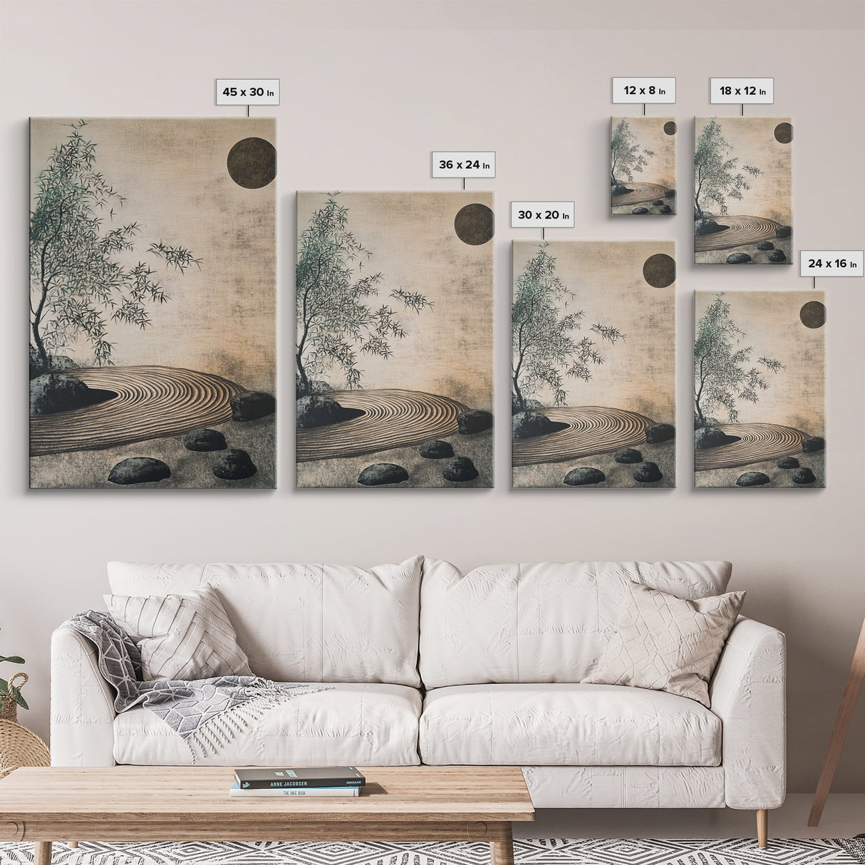 Zen Bamboo Garden Canvas Print Wabi Sabi Wall Art Minimalist Zen Inspired Artwork Rustic Decor Above Couch Wall Art Bedroom Art