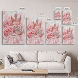 Elegant watercolor crowns and roses painting, framed canvas print, rose painting, goddess art print, chic pink wall art for living room