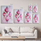 Pink Lanterns Framed Canvas Print, Chinoiserie Wall Art, Cozy Living Room Decor, Boho Aesthetic, Vertical Oriental Light Pink Wall Art