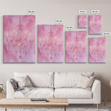 Elegant Pink Chandelier Canvas Print | Romantic Light Wall Art | Rustic Wall Decor | Bedroom Accent | Above Sofa Art | Farmhouse Vibe