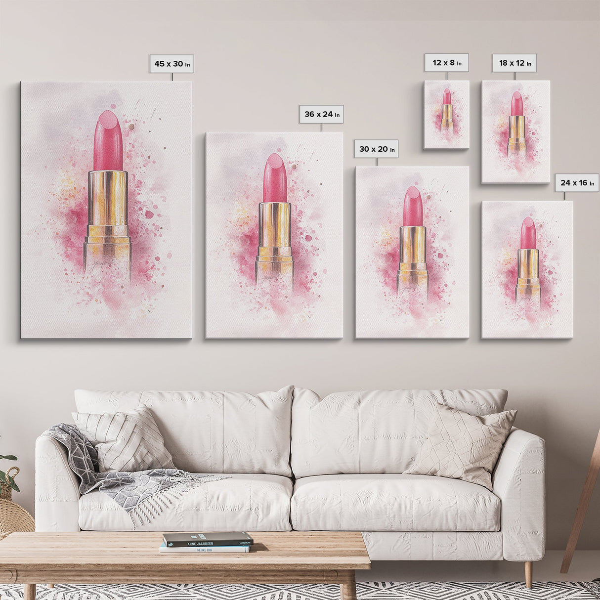 Radiant Pink Lipstick Canvas Print | Feminine Wall Art | Makeup Lover Decor | Modern Minimalist Art | Bathroom Accent | Gift Idea Her