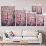 Paris Eiffel Tower Canvas Print Cherry Blossom Painting Romantic Cityscape Art Bedroom Wall Art Boho Dorm Rustic Decor Gift