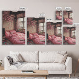 Cherry Blossom Dream Framed Canvas Print Light Pink Japanese Inspired Bedroom Art Cozy Home Floral Wall Decor Feminine Artwork Gift