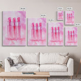 Light Pink Lipstick Trio Canvas Print, Whimsical Art, Makeup Wall Art, Pink Abstract Art, Feminine Decor, Bedroom Art, Gift Idea for Her