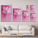 Pink Balloons Canvas Print, Whimsical Art, Pink Abstract Art, Party Wall Art, Light Pink Wall Art, Living Room Art, Artistic Decor, Gift Idea