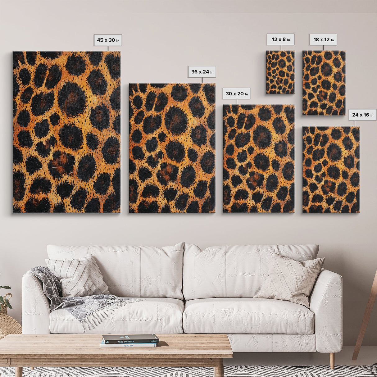 Leopard Wall Art Framed Canvas Print, Animal Print Rustic Decor, Bedroom Art, Skinny Tall Wall Art, Farmhouse Living Room Art
