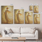 Radiant Golden Goddess Canvas Print, Stunning Angel Art Prints in Moody Style, Perfect Above Bed or as Warm Bedroom Wall Art