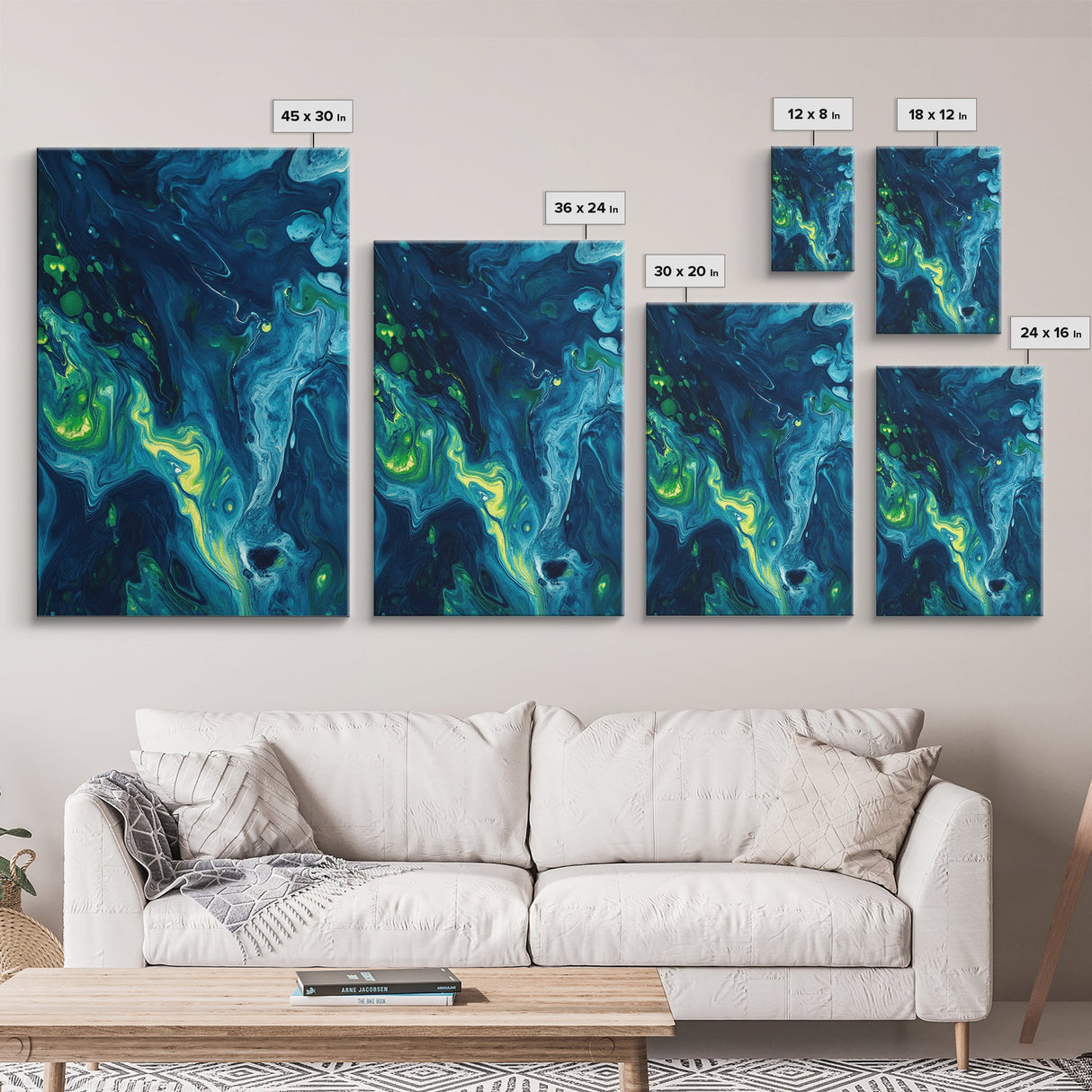 Striking Abstract Ocean Canvas Print, Modern Coastal Landscape Art with Nautical Decor Vibes, Stunning Above Sofa or Couch Artwork