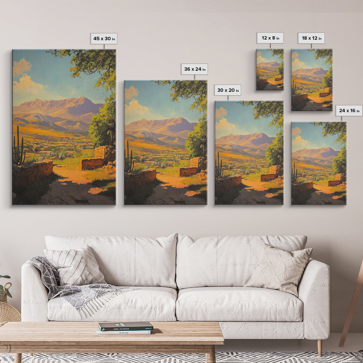 Rustic Mountain Landscape Framed Canvas Print Southwest Wall Art Above Sofa Rustic Decor Gift Idea Living Room Art Landscape Painting