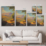 Rustic Mountain Landscape Framed Canvas Print Southwest Wall Art Above Sofa Rustic Decor Gift Idea Living Room Art Landscape Painting