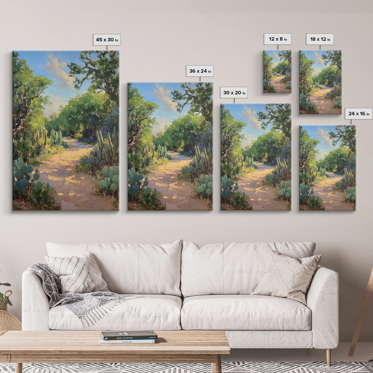 Serene GardenPath Canvas Print Southwest Wall Art Rustic Decor Above Bed Art Farmhouse Wall Art Gift Idea Landscape Painting
