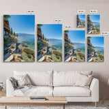 Lakeside Retreat Framed Canvas Print Coastal Landscape Art Nautical Wall Art Living Room Decor Lake Tahoe Art Rustic Decor Seascape Painting
