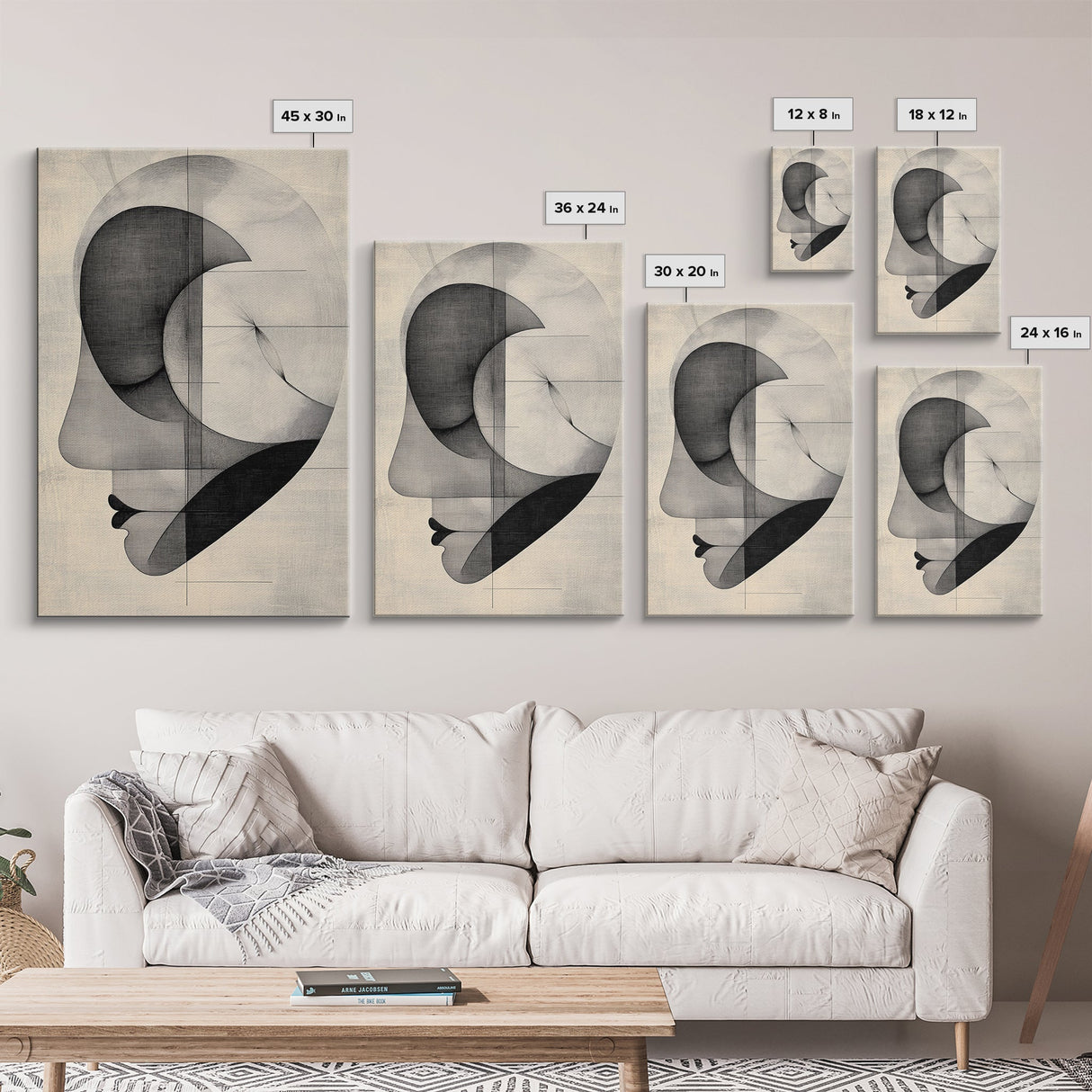 Golden Ratio Inspired Abstract Canvas Print Minimalist Monochrome Wall Art Unique Geometric Home Decor Artistic Gift Design