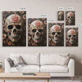 Skull Art Framed Canvas Print with Floral Botanical Prints in Gothic Chinoiserie Style, Perfect Halloween Rustic Wall Art Decoration
