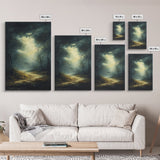 Forest at Dusk Framed Canvas Print with Moody Dark Romance Painting, Fall-Inspired Smoky Mountain Art Perfect Above Bed Wall Decor