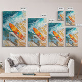 Surfboard Ocean Canvas Print with Coastal Landscape Art and Nautical Beach Decor for Summer Living Room or Bedroom Wall
