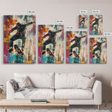 Urban Skater Canvas Print with Graffiti Wall Art and Street Style Design, Perfect for Modern Chicano Art Inspired Decor