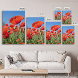 Vibrant Poppy Field Framed Canvas Print, California Poppy Art, Rustic Landscape Wall Art, Bedroom Art, Farmhouse Living Room Decor