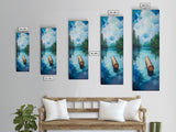 Tranquil Lake, lake Tahoe art, above bed wall art, pine tree art, mountain painting, gift idea for him, Framed Canvas Print