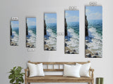 Ocean Waves, rocky beach seascape, coastal painting, nautical decor, landscape painting, extra wide art, Canvas Print