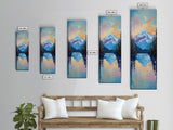Sunset Mountain, lake Tahoe art, pine tree art, mountain painting, rustic wall art, above couch art, Framed Canvas Print