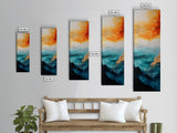 Golden Horizon, painting morro bay, nautical painting, orange abstract art, extra wide art, southwest wall art, Framed Canvas Print