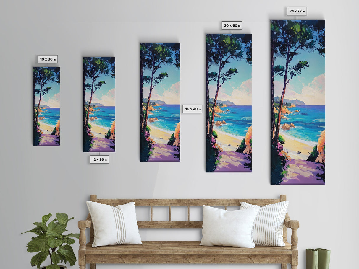 Coastal Cliffs, Nautical Wall Art, Coastal Decor, Ocean Painting, California Poppy Art, Seascape Painting, Canvas Print