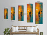 Sunset Kayaker, Coastal Painting, Moody Art, Nautical Decor, Rustic Wall Art, Christmas, Framed Canvas Print, Above Sofa Art