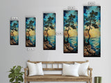 Windblown Pine, Ocean Painting, Moody Art, Coastal Landscape, Nautical Decor, Framed Canvas Print, Bedroom Art