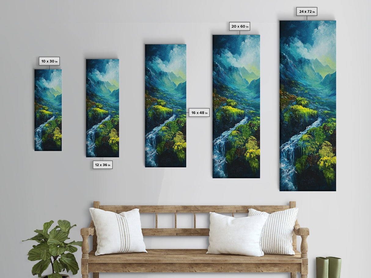 Ireland Painting, Framed Canvas Print, coastal decor, blue and green wall art, mountain painting, landscape painting, extra wide art