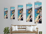 Coastal Retreat, palm tree painting, tropical art, Hawaii art, vacation home decor, Framed Canvas Print, vertical wall art