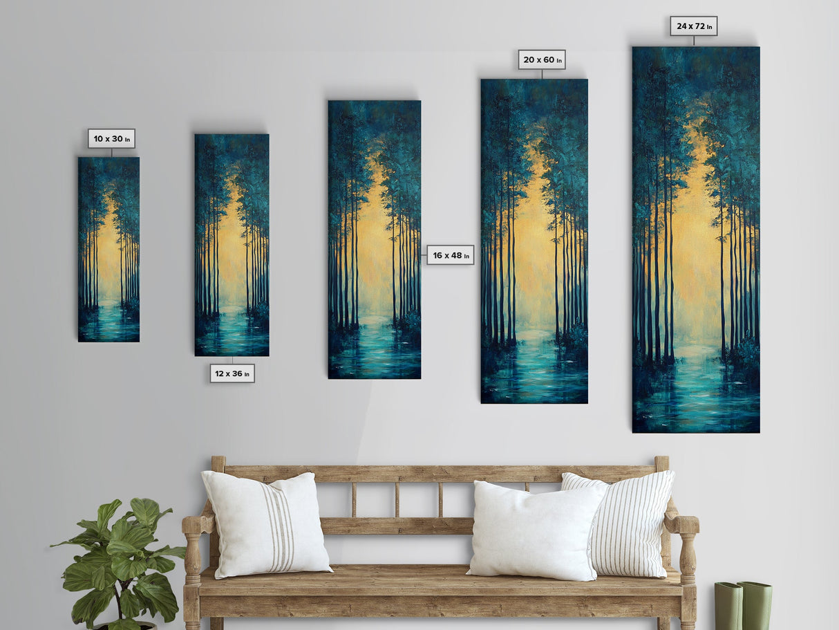 Moody Forest, pine tree art, landscape painting, dark romance painting, nature wall art, forest at dusk painting
